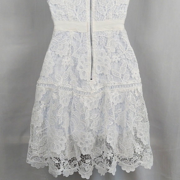 AQUA Lace Flounce Scalloped Hem Mini Dress - white - size XS - Picture 8 of 12